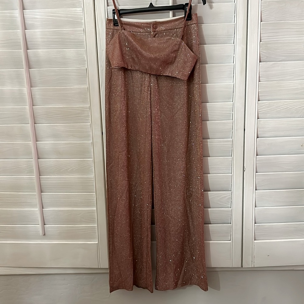 Rose gold sparkle pant and bra top